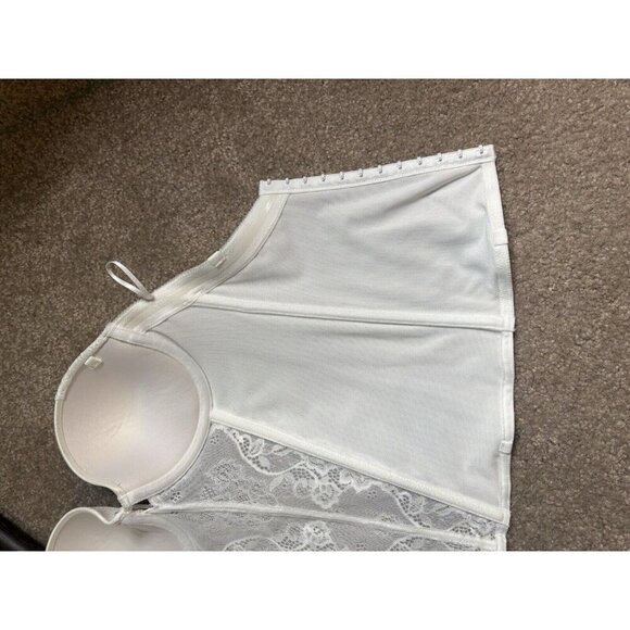 Cassandra White Lace Longline Wired Bra 34B Wedding or Formal Undergarment - Picture 9 of 9